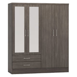 Nevada 4 Door 2 Drawer Mirrored Wardrobe - Seconique