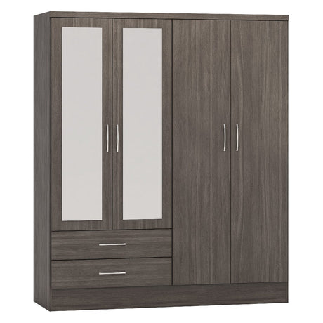 Nevada 4 Door 2 Drawer Mirrored Wardrobe - Seconique
