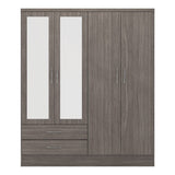 Nevada 4 Door 2 Drawer Mirrored Wardrobe - Seconique