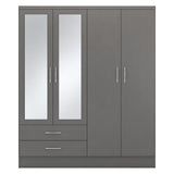 Nevada 4 Door 2 Drawer Mirrored Wardrobe - Seconique