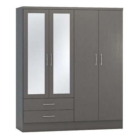 Nevada 4 Door 2 Drawer Mirrored Wardrobe - Seconique
