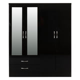 Nevada 4 Door 2 Drawer Mirrored Wardrobe - Seconique