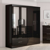 Nevada 4 Door 2 Drawer Mirrored Wardrobe - Seconique