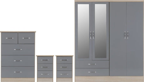 Nevada 4 Door Wardrobe 4 Piece Bedroom Set - Seconique