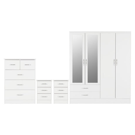 Nevada 4 Door Wardrobe 4 Piece Bedroom Set - Seconique