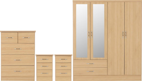Nevada 4 Door Wardrobe 4 Piece Bedroom Set - Seconique