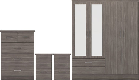Nevada 4 Door Wardrobe 4 Piece Bedroom Set - Seconique