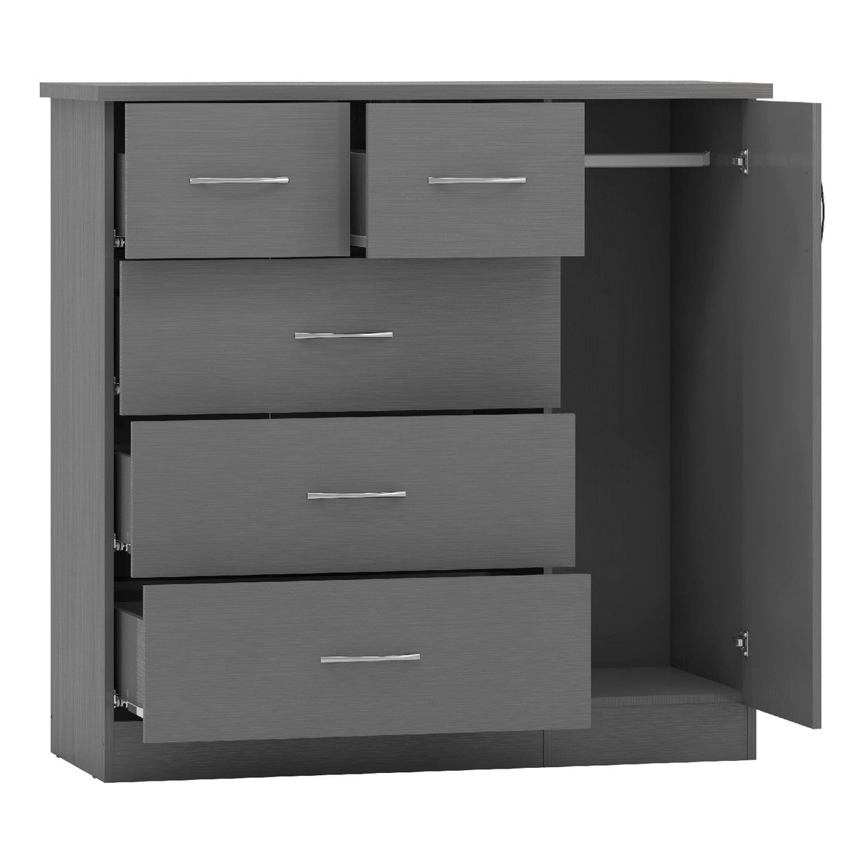 Nevada 5 Drawer Low Wardrobe - Seconique