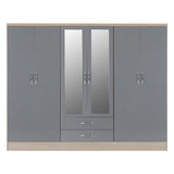 Nevada 6 Door 2 Drawer Mirrored Wardrobe - Seconique