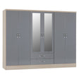 Nevada 6 Door 2 Drawer Mirrored Wardrobe - Seconique