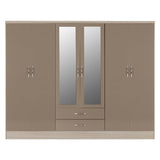Nevada 6 Door 2 Drawer Mirrored Wardrobe - Seconique