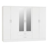 Nevada 6 Door 2 Drawer Mirrored Wardrobe - Seconique