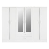 Nevada 6 Door 2 Drawer Mirrored Wardrobe - Seconique