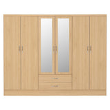 Nevada 6 Door 2 Drawer Mirrored Wardrobe - Seconique