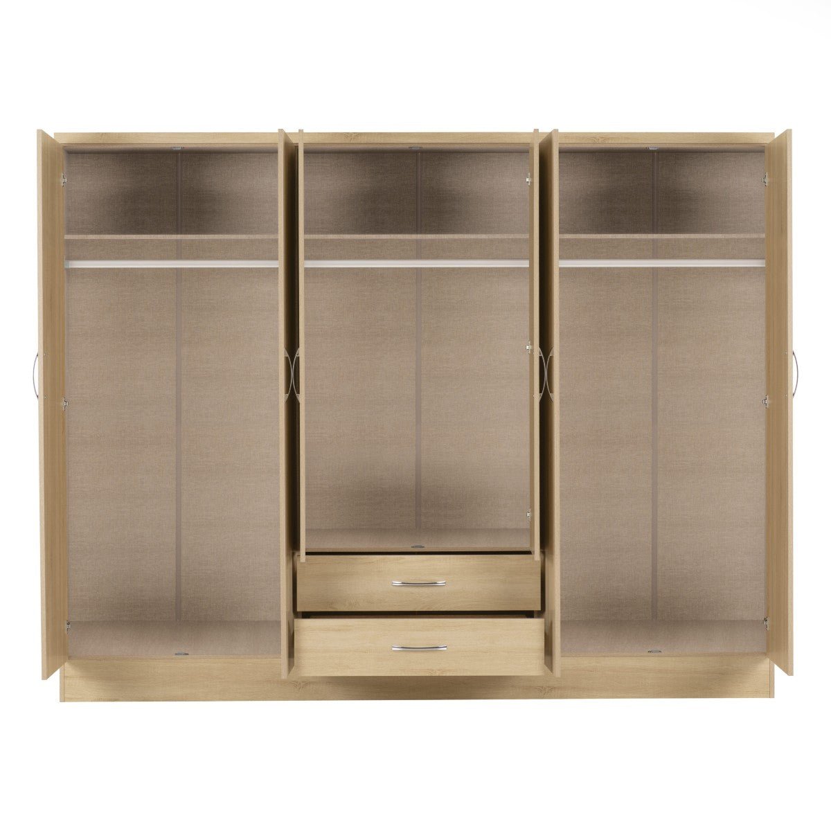Nevada 6 Door 2 Drawer Mirrored Wardrobe - Seconique