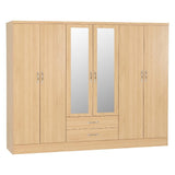 Nevada 6 Door 2 Drawer Mirrored Wardrobe - Seconique