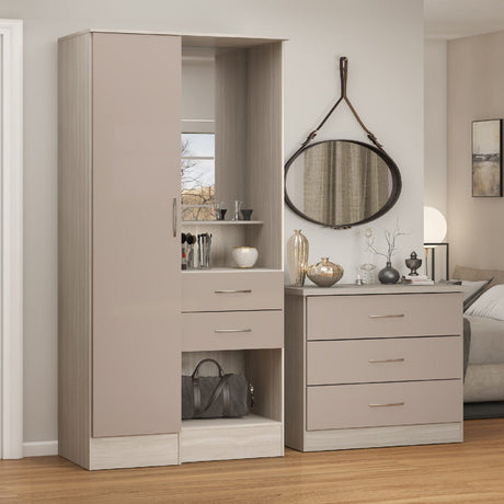 Nevada Gloss 1 Door Vanity Wardrobe - Seconique