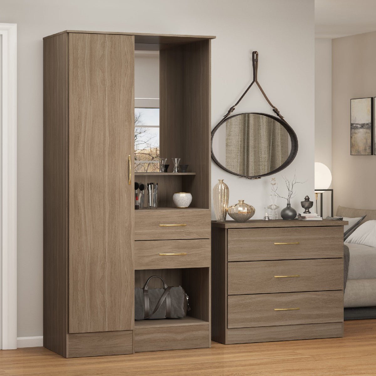 Nevada Gloss 1 Door Vanity Wardrobe - Seconique