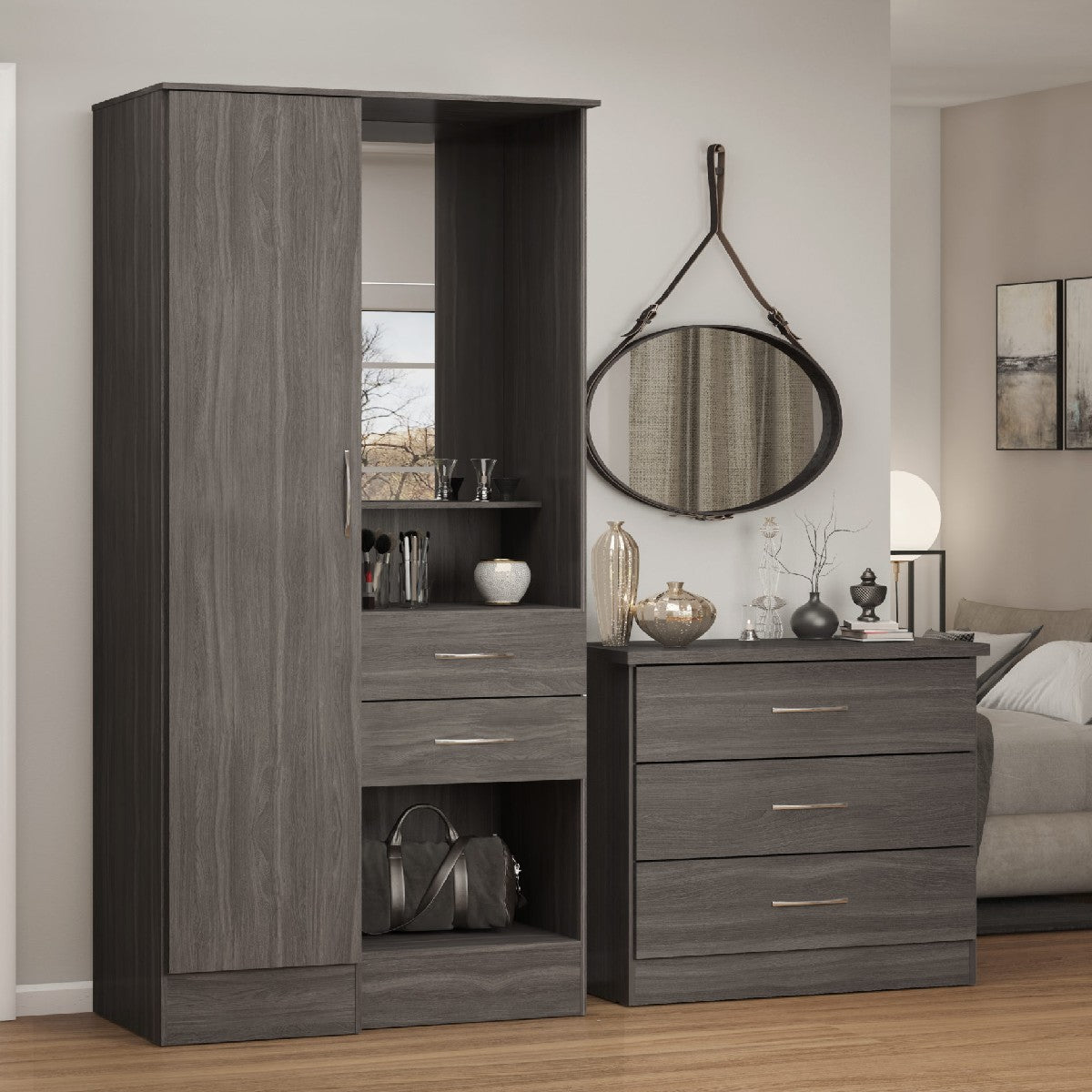 Nevada Gloss 1 Door Vanity Wardrobe - Seconique