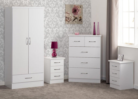 Nevada Nevada 2 Door 1 Drawer Wardrobe Bedroom Set - Seconique