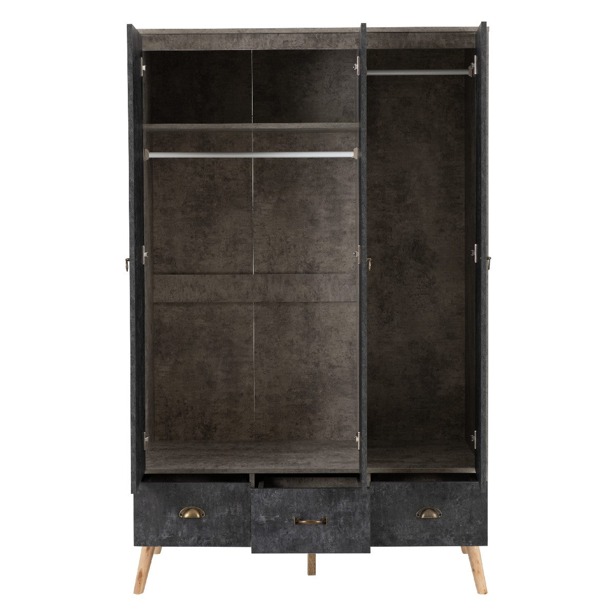 Nordic 3 Door 3 Drawer Wardrobe - Seconique