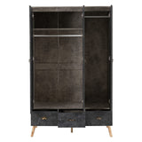 Nordic 3 Door 3 Drawer Wardrobe - Seconique