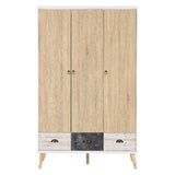 Nordic 3 Door 3 Drawer Wardrobe - Seconique
