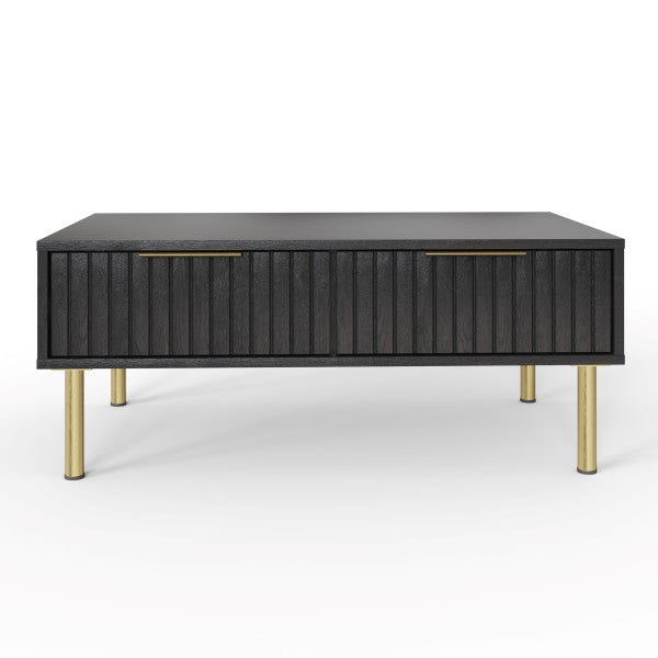 Nervata Black Coffee Table with Gold Legs