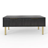 Nervata Black Coffee Table with Gold Legs