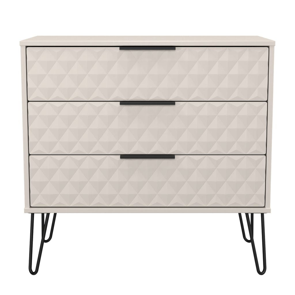 Harlequin 3 Drawer Chest with Black Hairpin Legs