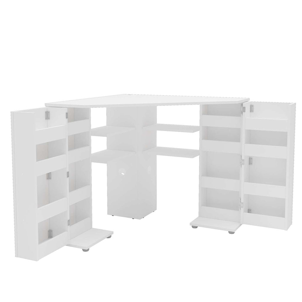 Olivia White Corner Folding Storage Dressing Table