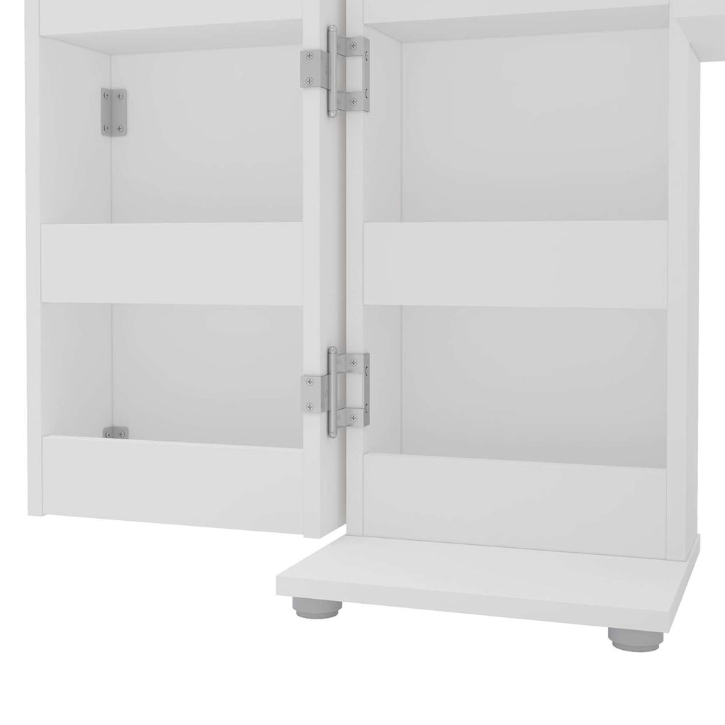 Olivia White Corner Folding Storage Dressing Table