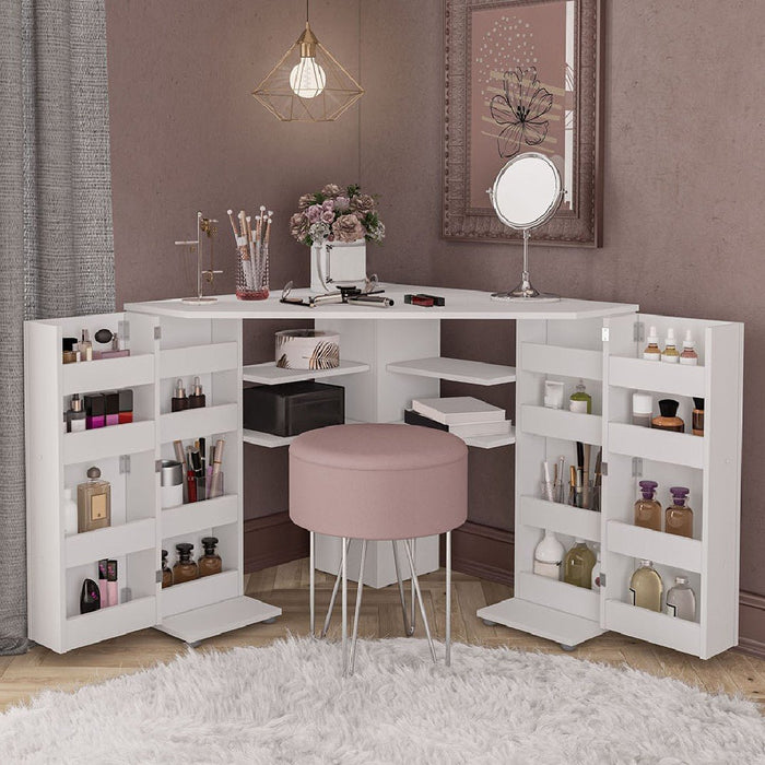 Olivia Corner Folding Storage Dressing Table - Birlea