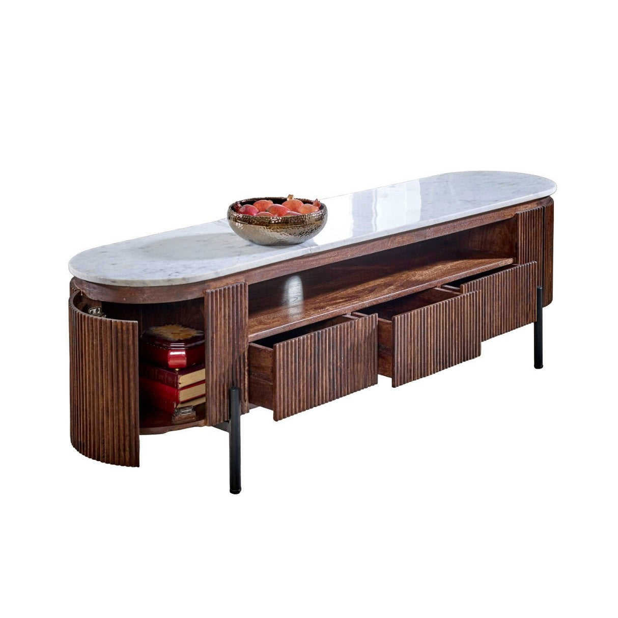 Opal Mango Wood TV Unit with 3 Drawers - Indian Hub