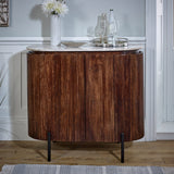 Opal Marble & Mango Wood 4 Door Drinks Cabinet - Indian Hub