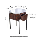 Opal Natural Marble and Mango Wood 1 Drawer Bedside - Indian Hub
