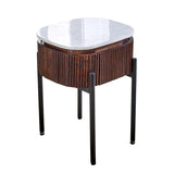 Opal Natural Marble and Mango Wood 1 Drawer Bedside - Indian Hub
