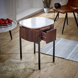 Opal Natural Marble and Mango Wood 1 Drawer Bedside - Indian Hub