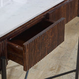 Opal Natural Marble and Mango Wood 2 Drawer Console Table - Indian Hub