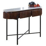 Opal Natural Marble and Mango Wood 2 Drawer Console Table - Indian Hub
