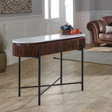 Opal Natural Marble and Mango Wood 2 Drawer Console Table - Indian Hub
