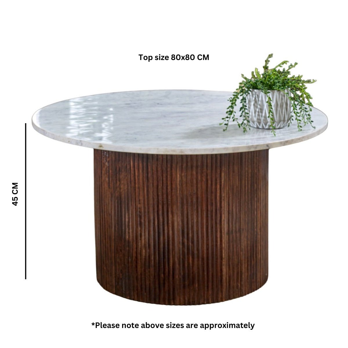 Opal Natural Marble and Mango Wood Coffee Table - Indian Hub