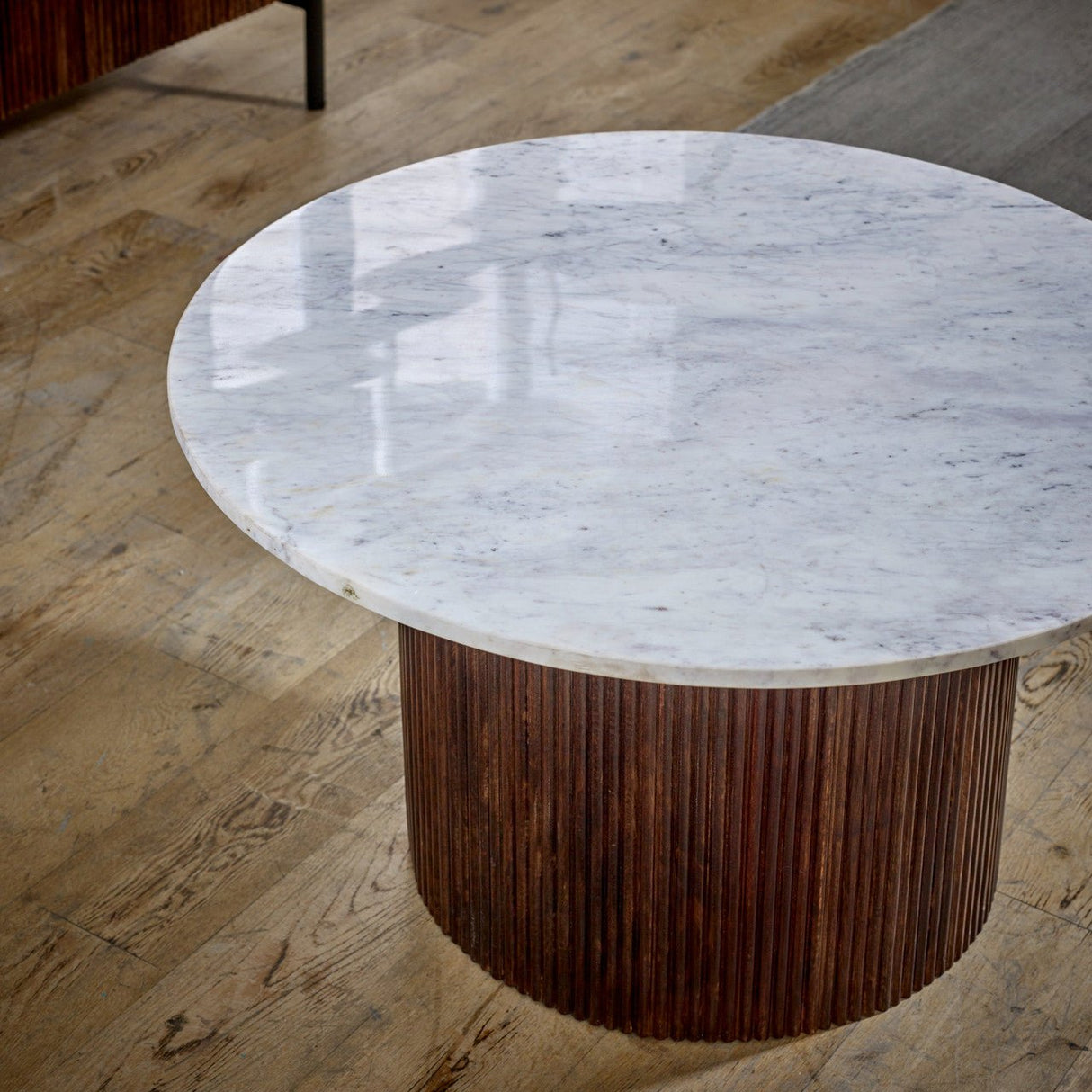 Opal Natural Marble and Mango Wood Coffee Table - Indian Hub