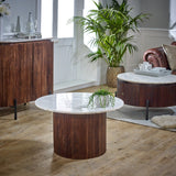 Opal Natural Marble and Mango Wood Coffee Table - Indian Hub