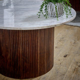 Opal Natural Marble and Mango Wood Coffee Table - Indian Hub