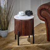 Opal Natural Marble and Mango Wood Side Table - Indian Hub