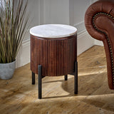 Opal Natural Marble and Mango Wood Side Table - Indian Hub