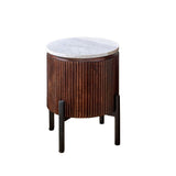 Opal Natural Marble and Mango Wood Side Table - Indian Hub