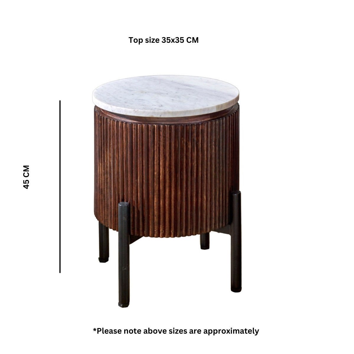 Opal Natural Marble and Mango Wood Side Table - Indian Hub