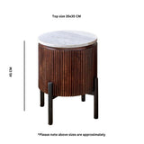 Opal Natural Marble and Mango Wood Side Table - Indian Hub